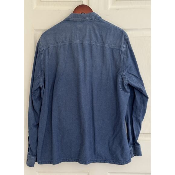 L.L. Bean Men's Signature Blue Denim Cloth Snap Shirt Slim Fit Pockets Sz XL - Picture 7 of 10